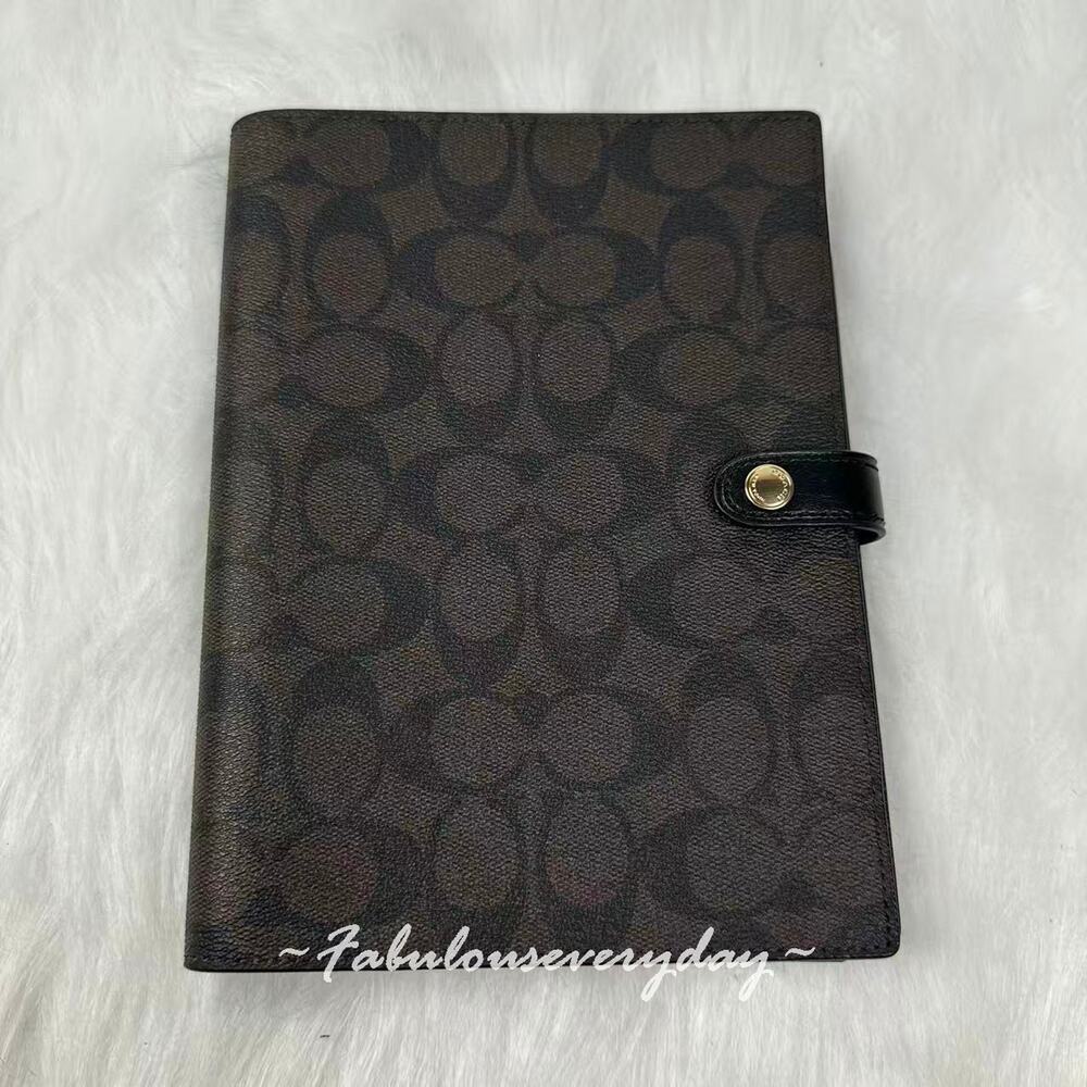 Coach Notebook In Signature Canvas In Brown Black 222 NWT